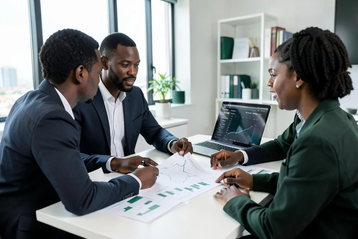 Entrepreneurs africains élaborant une stratégie de croissance