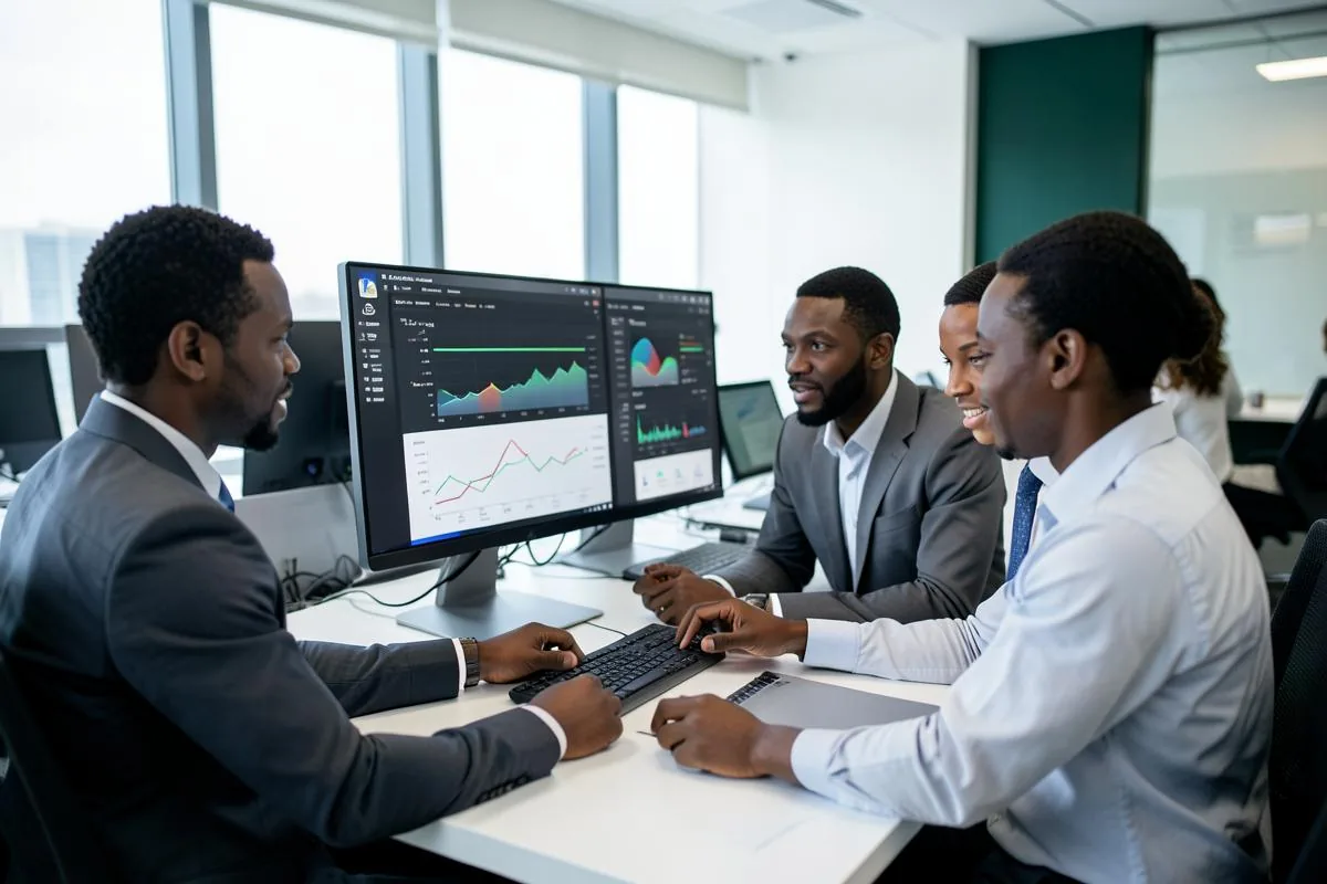 Équipe marketing analysant les performances de campagnes digitales